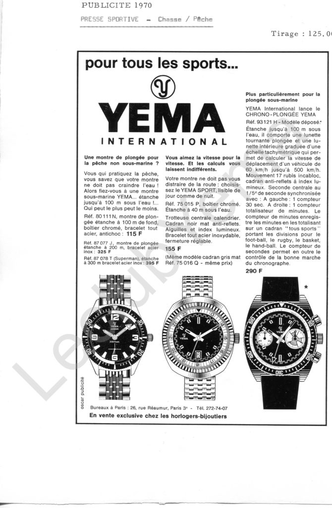 Publicité YEMA 1970 | Encart Presse Chasse pêche