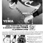 Publicité YEMA 196? | Cube ; Visuel Plongée ; Wrismaster 8715 ; Wristlady 5102 ; Sous Marine SeaHunter 8755