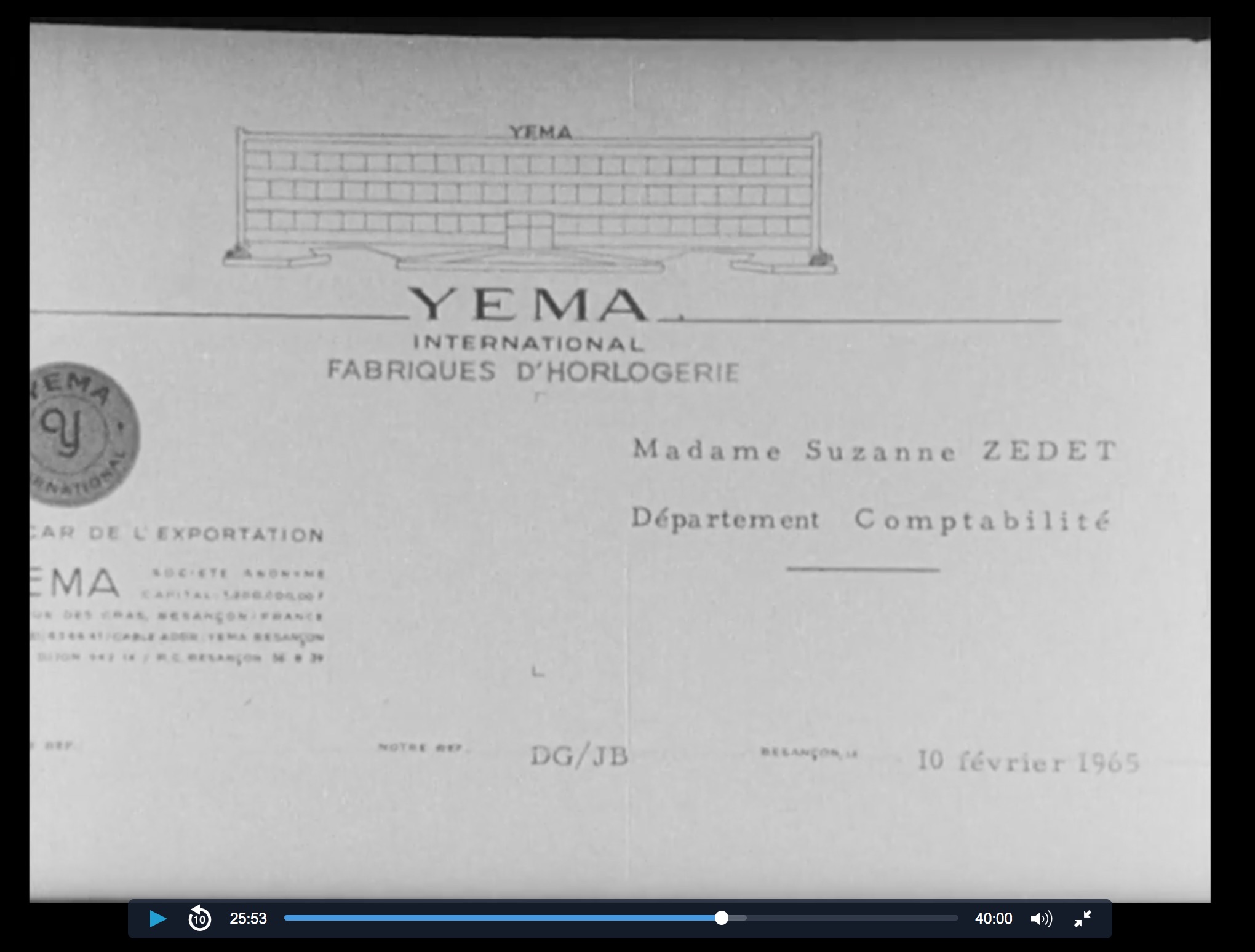 Papier en-tête YEMA en 1965.