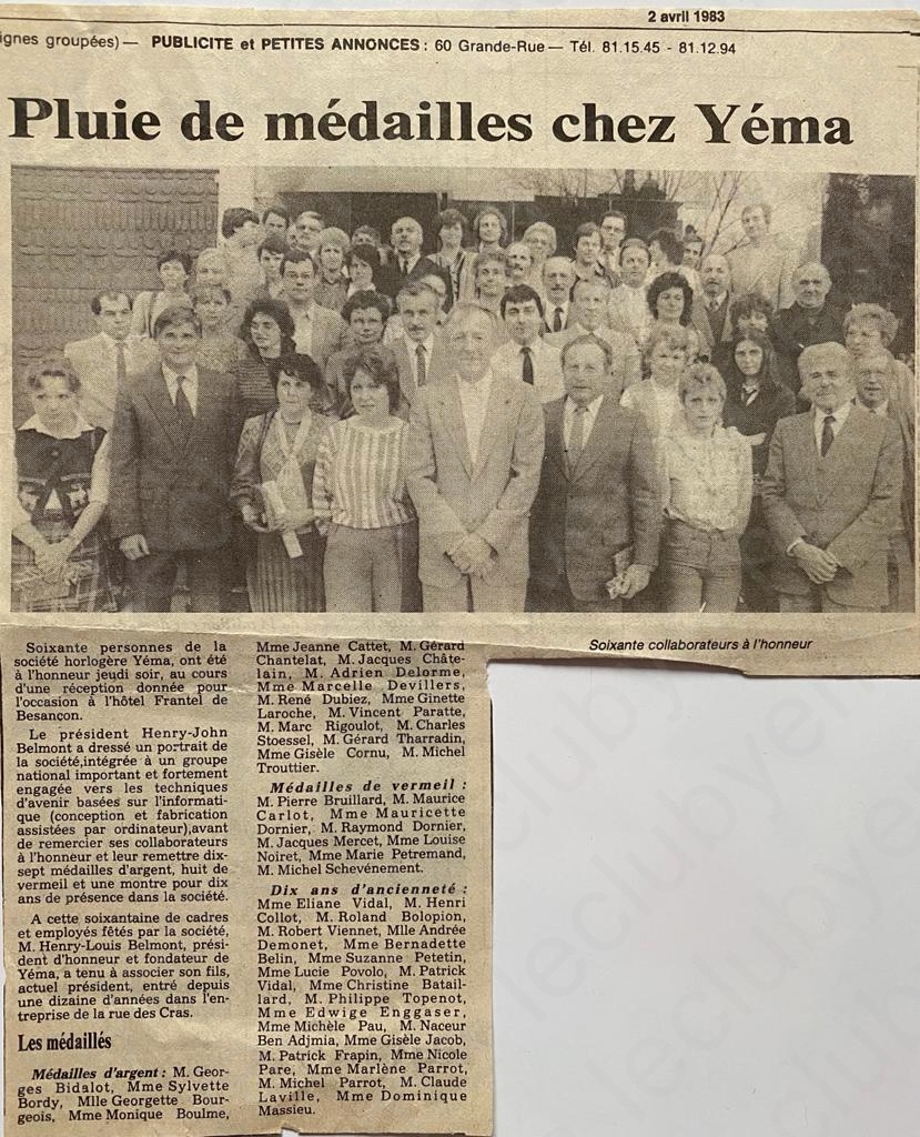 des medailles chez Yema montre 1983