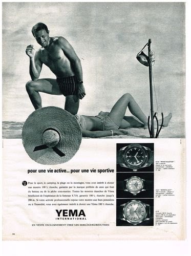 Publicité YEMA 1963 (?) | Vie active Vie sportive ; Wristmaster ; Wristlady ; Sous-Marine Sea Hunter