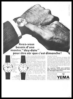 Publicité YEMA 1968 | "Avez-Vous Besoin..." ; YEMA Day Date