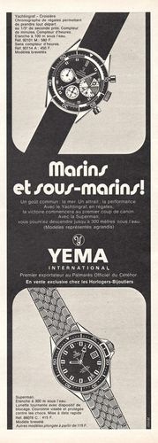 Publicité YEMA 1968 | Classiques d'aujourd'hui ; Marins et Sous-Marins ! ; Yachtingraf Superman-N&B