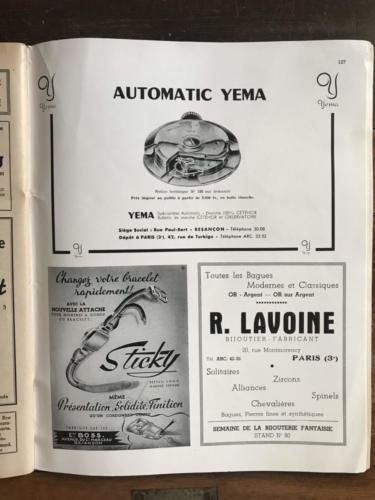 Publicité YEMA 1951 | Calibre 231 A in La France Horlogère Septembre 1951_02