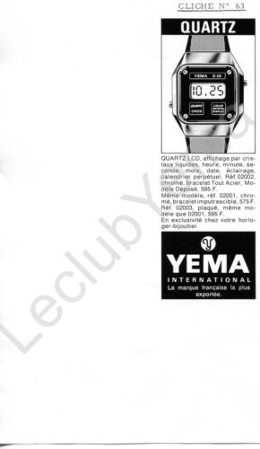 Publicité YEMA 197? | Encart Presse ; Y10 ; Quartz LCD 02002