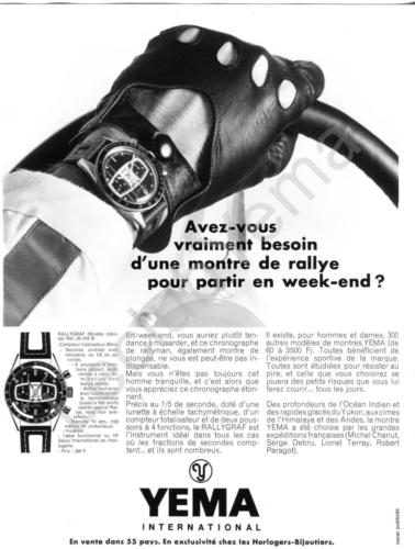 Publicité YEMA 1968 | "Avez-Vous Besoin..." ; Yema Rallye 93.016 Be