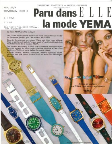 Publicité YEMA 1968 | Août 68 ; HBJO ; Campage Couleurs modèles féminins_Support d'insertion de campagne publicitaire réseau H.B.J.O. - Aimablement confié par YEMA