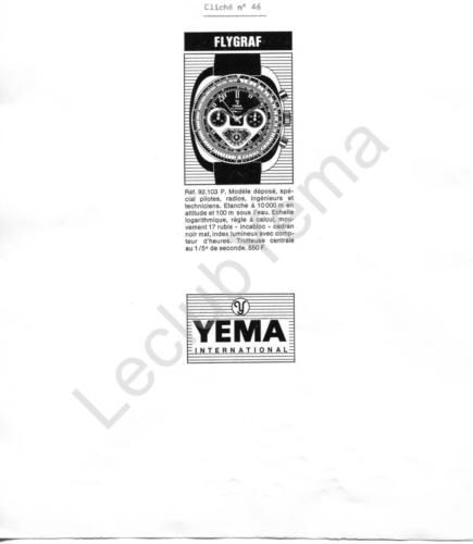 Publicité YEMA 1970 (?) | Encart presse ; Flygraf 92.103