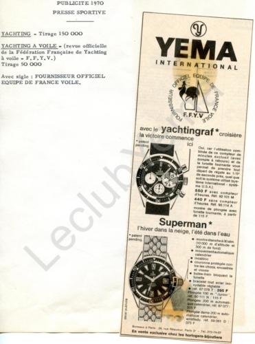 Publicité YEMA 1970 | Encart presse ; Yachtingraf 92.101 et 93.114 ; Superman 87.077